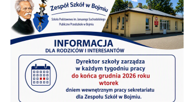 Zarządzenie dyrektora Zespołu Szkół w Bojmiu